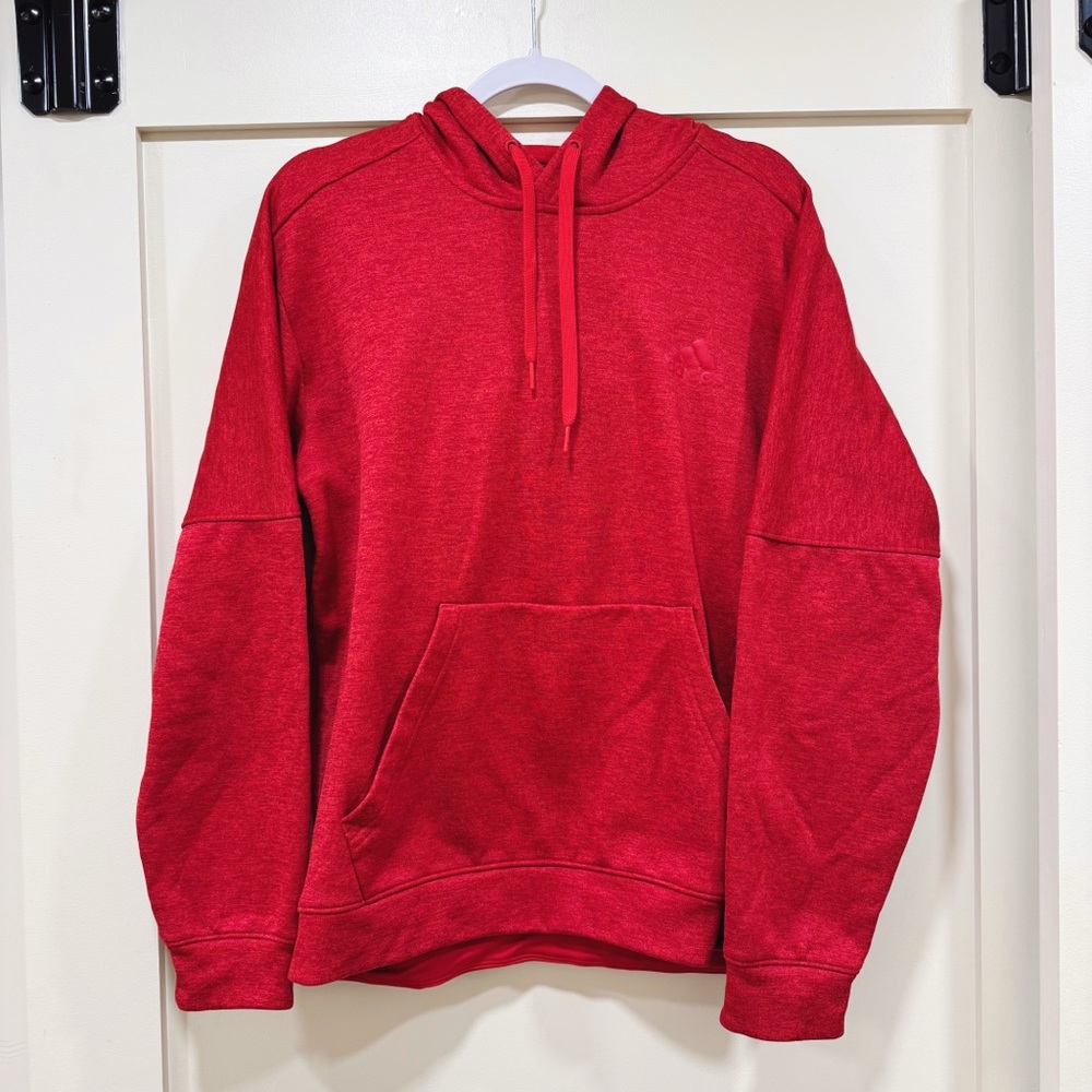 adidas Men's Red Hoodie Sweatshirt